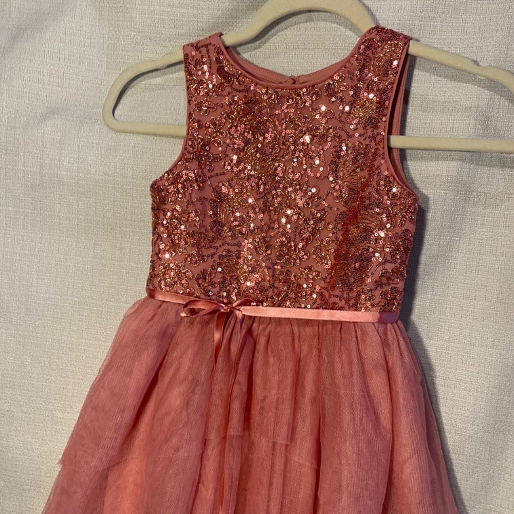 Sparkling Pink Layered Kids Dress - Picture 2 of 7